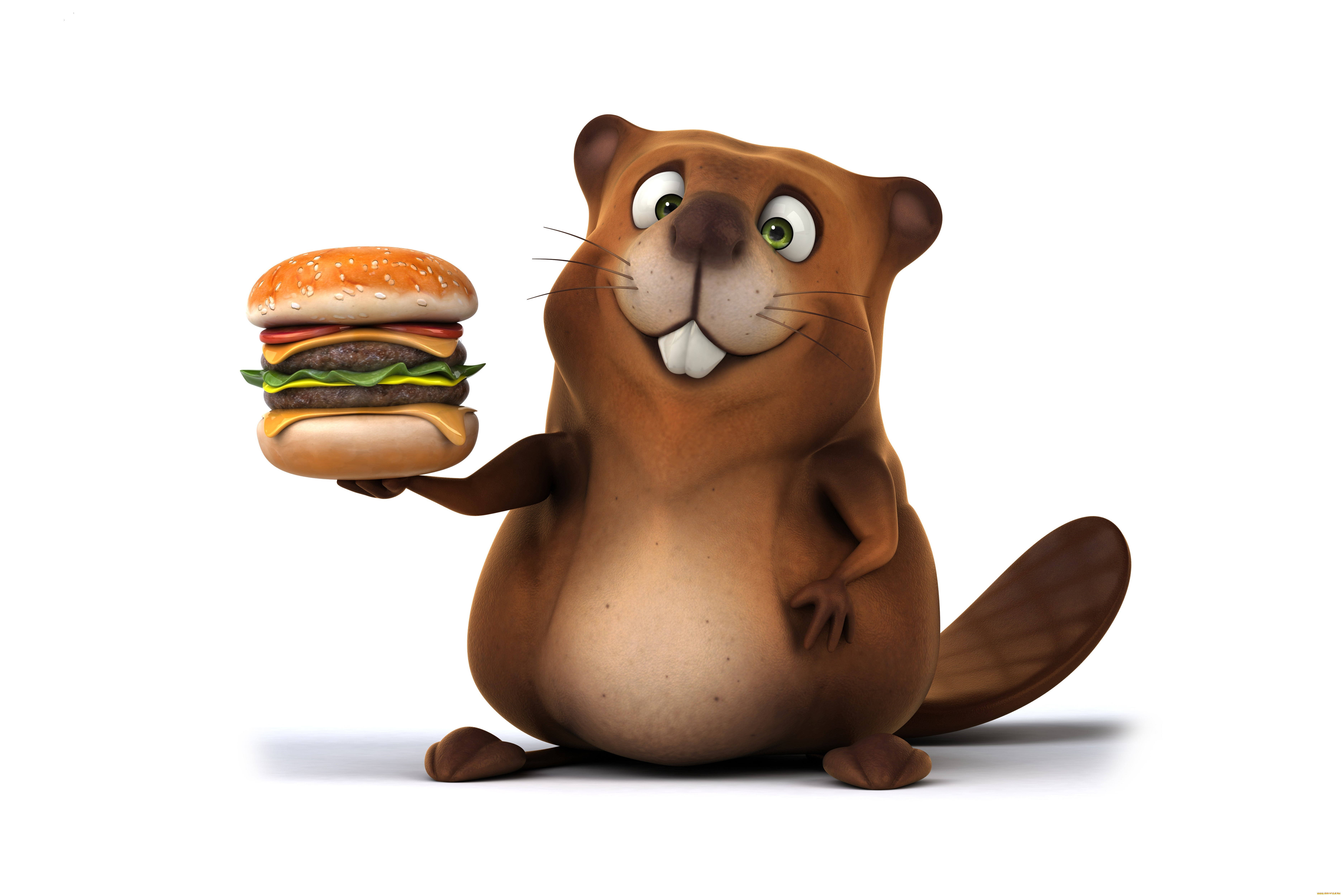 рисованные, животные, бобр, beaver, funny, hamburger, character.